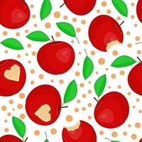 A bitten red apple bright summer seamless pattern vector