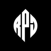diseño de logotipo de letra de círculo rpj con forma de círculo y elipse. letras de elipse rpj con estilo tipográfico. las tres iniciales forman un logo circular. vector de marca de letra de monograma abstracto del emblema del círculo rpj.