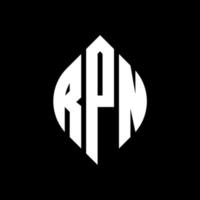 RPN circle letter logo design with circle and ellipse shape. RPN ellipse letters with typographic style. The three initials form a circle logo. RPN Circle Emblem Abstract Monogram Letter Mark Vector. vector