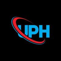 logotipo de uph. carta uph. diseño de logotipo de letra uph. logotipo de iniciales uph vinculado con círculo y logotipo de monograma en mayúsculas. tipografía uph para tecnología, negocios y marca inmobiliaria. vector