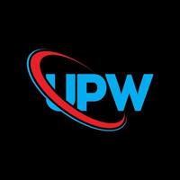 logotipo de upw. carta upw. diseño de logotipo de letra upw. logotipo de iniciales upw vinculado con círculo y logotipo de monograma en mayúsculas. tipografía upw para tecnología, negocios y marca inmobiliaria. vector