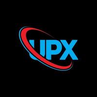logotipo de upx. carta upx. diseño de logotipo de letra upx. logotipo de upx de iniciales vinculado con círculo y logotipo de monograma en mayúsculas. tipografía upx para tecnología, negocios y marca inmobiliaria. vector