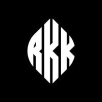 RKK circle letter logo design with circle and ellipse shape. RKK ellipse letters with typographic style. The three initials form a circle logo. RKK Circle Emblem Abstract Monogram Letter Mark Vector. vector