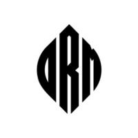 ORM circle letter logo design with circle and ellipse shape. ORM ellipse letters with typographic style. The three initials form a circle logo. ORM Circle Emblem Abstract Monogram Letter Mark Vector. vector