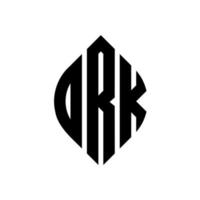 diseño de logotipo de letra de círculo de ork con forma de círculo y elipse. ork letras elipses con estilo tipográfico. las tres iniciales forman un logo circular. vector de marca de letra de monograma abstracto del emblema del círculo de ork.