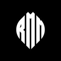 RMM circle letter logo design with circle and ellipse shape. RMM ellipse letters with typographic style. The three initials form a circle logo. RMM Circle Emblem Abstract Monogram Letter Mark Vector. vector