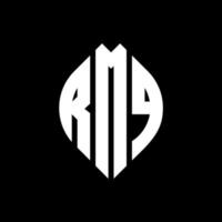 RMQ circle letter logo design with circle and ellipse shape. RMQ ellipse letters with typographic style. The three initials form a circle logo. RMQ Circle Emblem Abstract Monogram Letter Mark Vector. vector