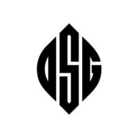 OSG circle letter logo design with circle and ellipse shape. OSG ellipse letters with typographic style. The three initials form a circle logo. OSG Circle Emblem Abstract Monogram Letter Mark Vector. vector