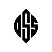 OSS circle letter logo design with circle and ellipse shape. OSS ellipse letters with typographic style. The three initials form a circle logo. OSS Circle Emblem Abstract Monogram Letter Mark Vector. vector
