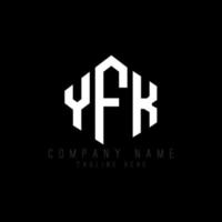 YFK letter logo design with polygon shape. YFK polygon and cube shape logo design. YFK hexagon vector logo template white and black colors. YFK monogram, business and real estate logo.