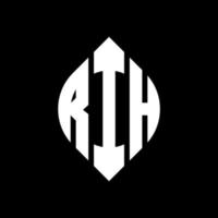 RIH circle letter logo design with circle and ellipse shape. RIH ellipse letters with typographic style. The three initials form a circle logo. RIH Circle Emblem Abstract Monogram Letter Mark Vector. vector