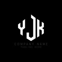 YJK letter logo design with polygon shape. YJK polygon and cube shape logo design. YJK hexagon vector logo template white and black colors. YJK monogram, business and real estate logo.