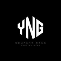 YNG letter logo design with polygon shape. YNG polygon and cube shape logo design. YNG hexagon vector logo template white and black colors. YNG monogram, business and real estate logo.