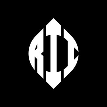 RII circle letter logo design with circle and ellipse shape. RII ellipse letters with typographic style. The three initials form a circle logo. RII Circle Emblem Abstract Monogram Letter Mark Vector. vector