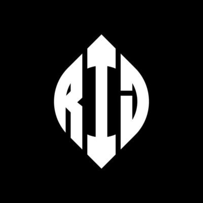 RIJ circle letter logo design with circle and ellipse shape. RIJ ellipse letters with typographic style. The three initials form a circle logo. RIJ Circle Emblem Abstract Monogram Letter Mark Vector.