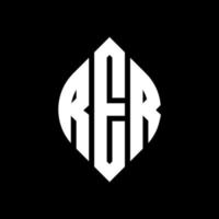 RER circle letter logo design with circle and ellipse shape. RER ellipse letters with typographic style. The three initials form a circle logo. RER Circle Emblem Abstract Monogram Letter Mark Vector. vector