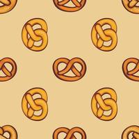 Fresh pretzel pattern, cartoon style vector