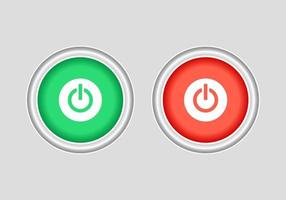 On and off push buttons icon red and green. On-Off switch symbol, the power button, standby mode pictogram vector