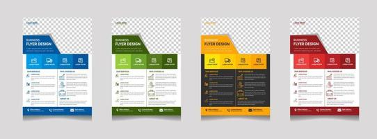 Corporate Business flyer template vector design set with red, yellow, blue and green color. marketing, promotion, business proposal, advertise, publication, cover page.