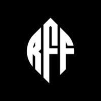 RFF circle letter logo design with circle and ellipse shape. RFF ellipse letters with typographic style. The three initials form a circle logo. RFF Circle Emblem Abstract Monogram Letter Mark Vector. vector