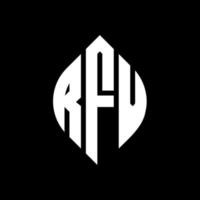 RFV circle letter logo design with circle and ellipse shape. RFV ellipse letters with typographic style. The three initials form a circle logo. RFV Circle Emblem Abstract Monogram Letter Mark Vector. vector