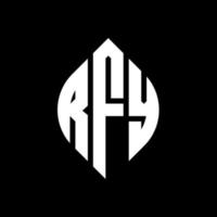RFY circle letter logo design with circle and ellipse shape. RFY ellipse letters with typographic style. The three initials form a circle logo. RFY Circle Emblem Abstract Monogram Letter Mark Vector. vector