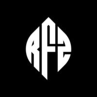 RFZ circle letter logo design with circle and ellipse shape. RFZ ellipse letters with typographic style. The three initials form a circle logo. RFZ Circle Emblem Abstract Monogram Letter Mark Vector. vector