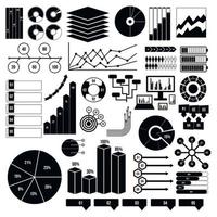 Infographics elements set, black simple vector