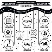 Swimming sport infographic elements, simple style vector