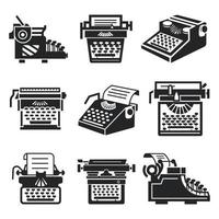 Typewriter icon set, simple style vector