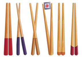 Chopsticks icons set, cartoon style vector