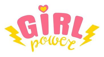cartel de girl power con cinta rosa vector