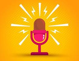 Microphone on yellow halftone background vector