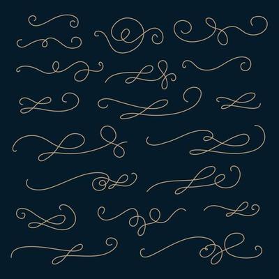 Vintage flourish decorative art set. Swirl Frames. Vector illustration
