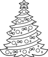 Christmas Tree Isolated Coloring Page vector