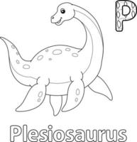 plesiosaurio alfabeto dinosaurio abc página para colorear p vector