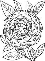 Camellia Flower Coloring Page for Adults vector