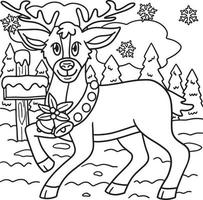 Christmas Reindeer Coloring Page for Kids vector