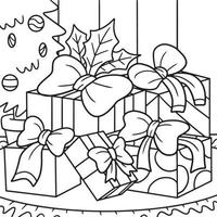 Christmas Gifts Coloring Page for Kids vector