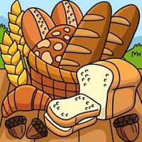 Thanksgiving Baked Bread Colored Cartoon vector