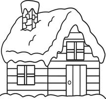 Winter House Isolated Coloring Page for Kids