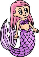 Beautiful Mermaid Cartoon Colored Clipart vector