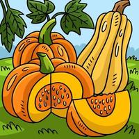 Thanksgiving Pumpkin Colored Cartoon Illustration vector