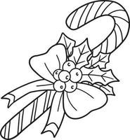 Christmas Candy Cane House Isolated Coloring Page vector