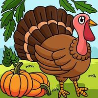 Thanksgiving Turkey Colored Cartoon Illustration vector
