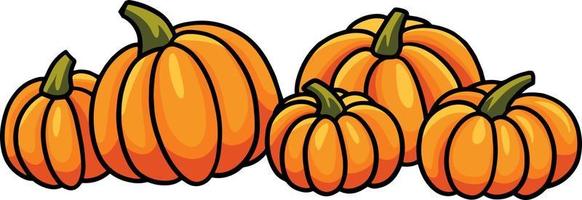 Thanksgiving Pumpkins Cartoon Colored Clipart vector