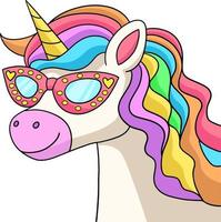 Unicorn Wearing Sunglasses Cartoon Clipart vector