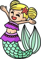 Happy Mermaid Cartoon Colored Clipart vector