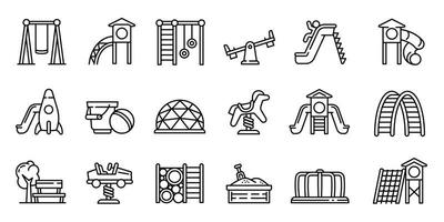 Kid playground icons set, outline style vector