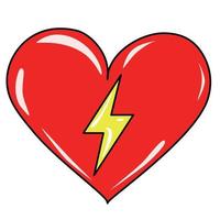 Heart with lightning in the middle vector